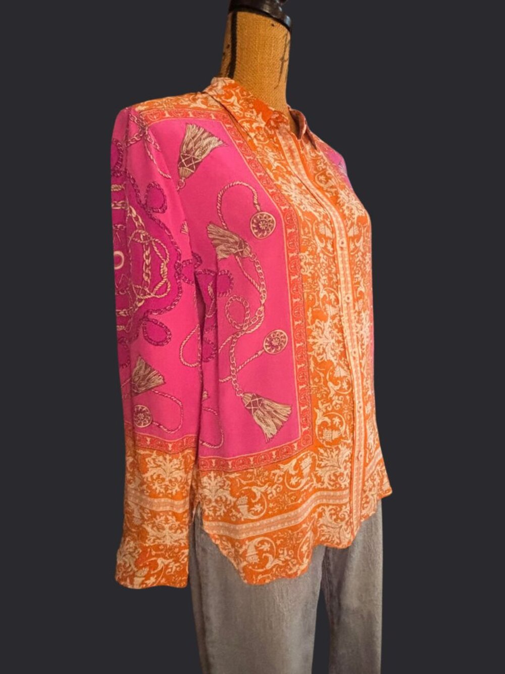 Maeve Anthropologie 100% Silk Resort Print Button Front Blouse Size 12 - Picture 4 of 7